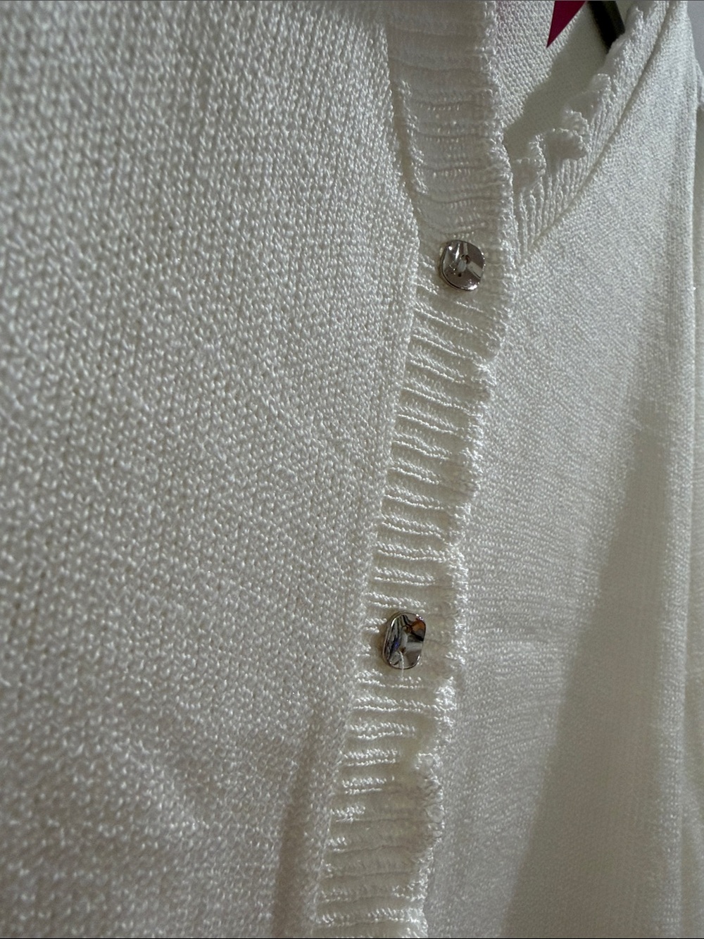 Ivory Ruffle-Trim V-Neck Button Top - Picture 6 of 7